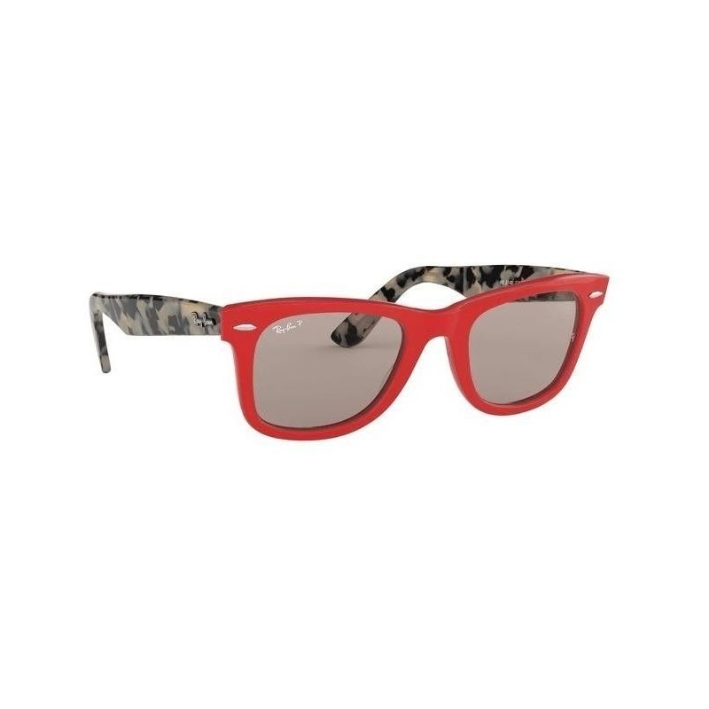 Ray Ban Rb2140 1243p2 Wayfarer Polarizado Ciruela Rojo Carey