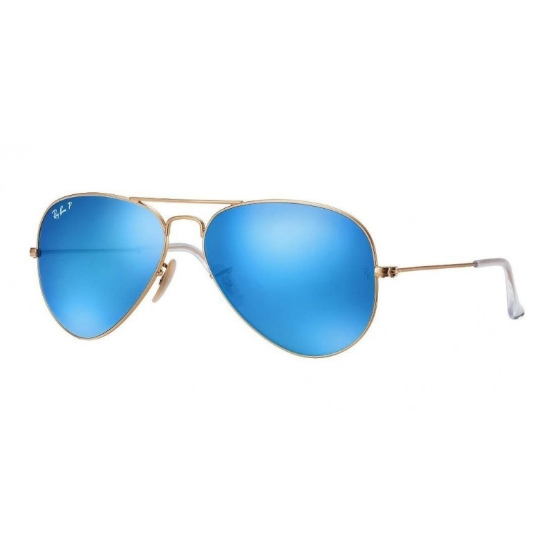 Ray Ban Rb3025 112/4l Aviator Azul Espejo Polarizado Dorado