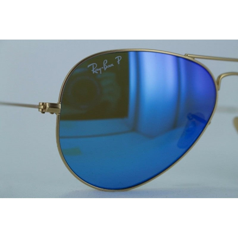 Ray Ban Rb3025 112/4l Aviator Azul Espejo Polarizado Dorado