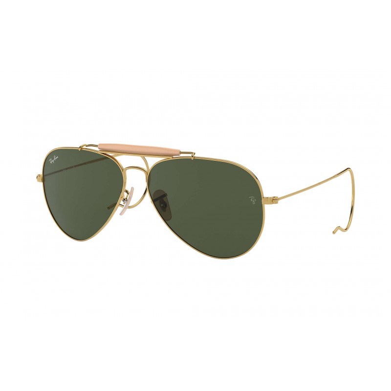 Ray Ban RB3030 L0216 Aviator outdoorsman Dorado G-15 Cola de rata