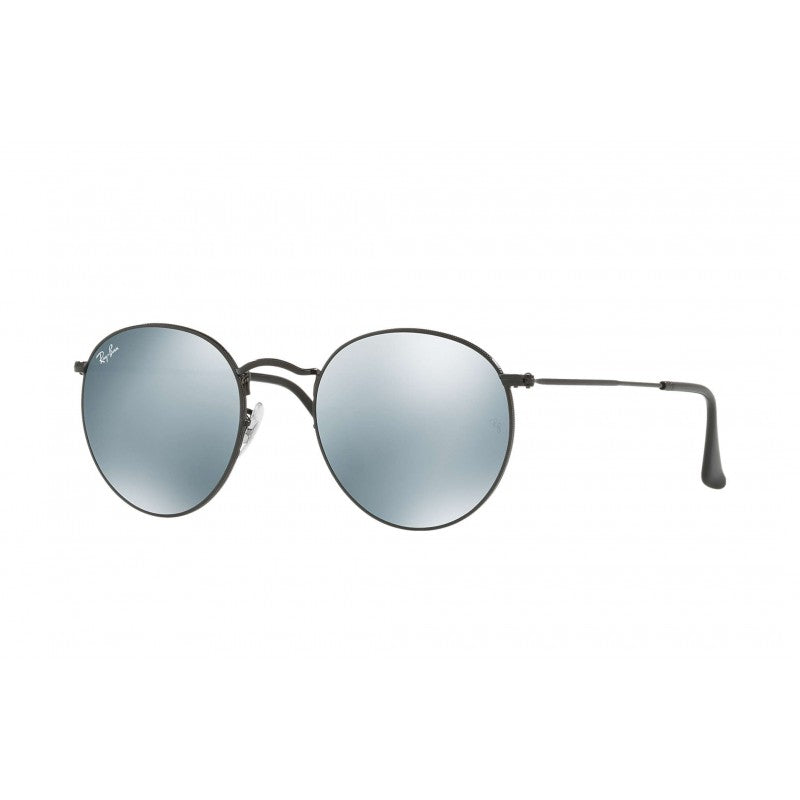 Ray Ban RB3447 002/30 Round Metal Negro Plata Espejo Original