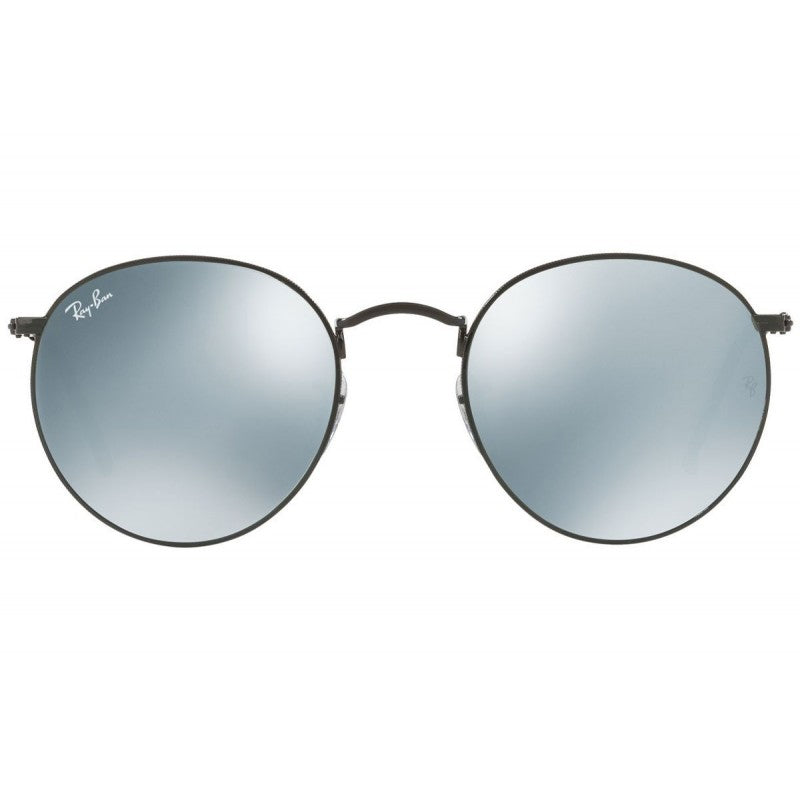 Ray Ban RB3447 002/30 Round Metal Negro Plata Espejo Original