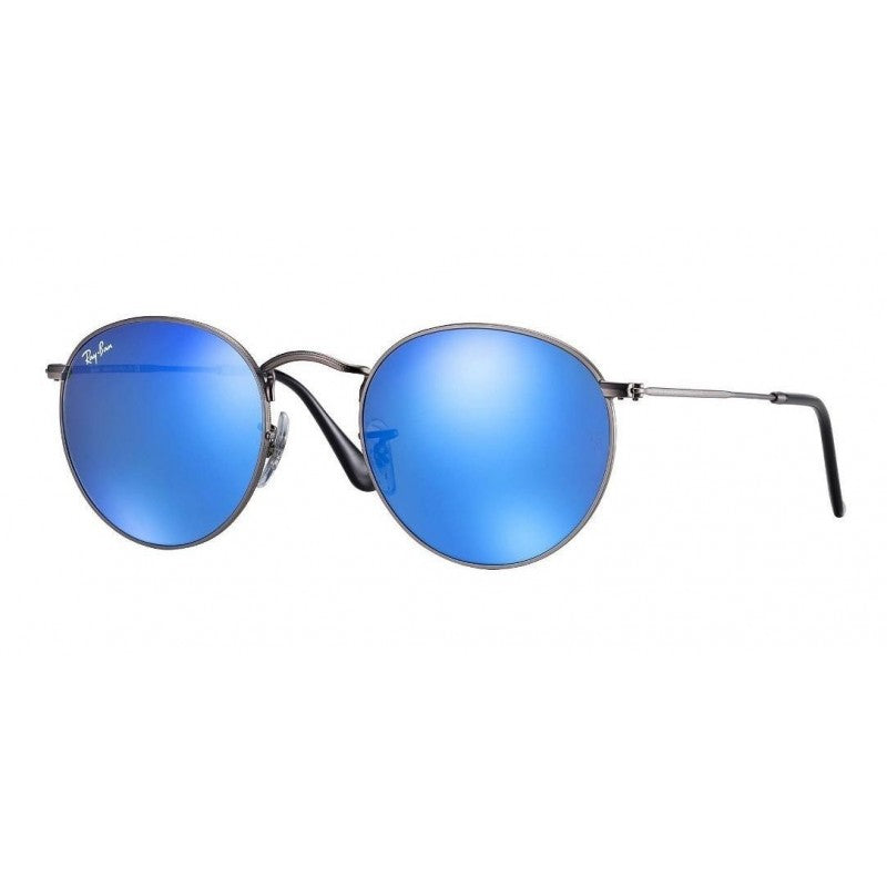 Ray Ban Rb3447 029/17 Round Metal Azul Espejo Gris Original