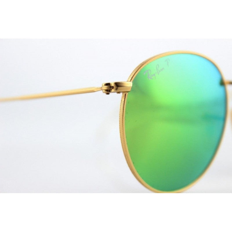 Ray Ban Rb3447 P 112/p9 Round Metal Polarizado Verde Espejo