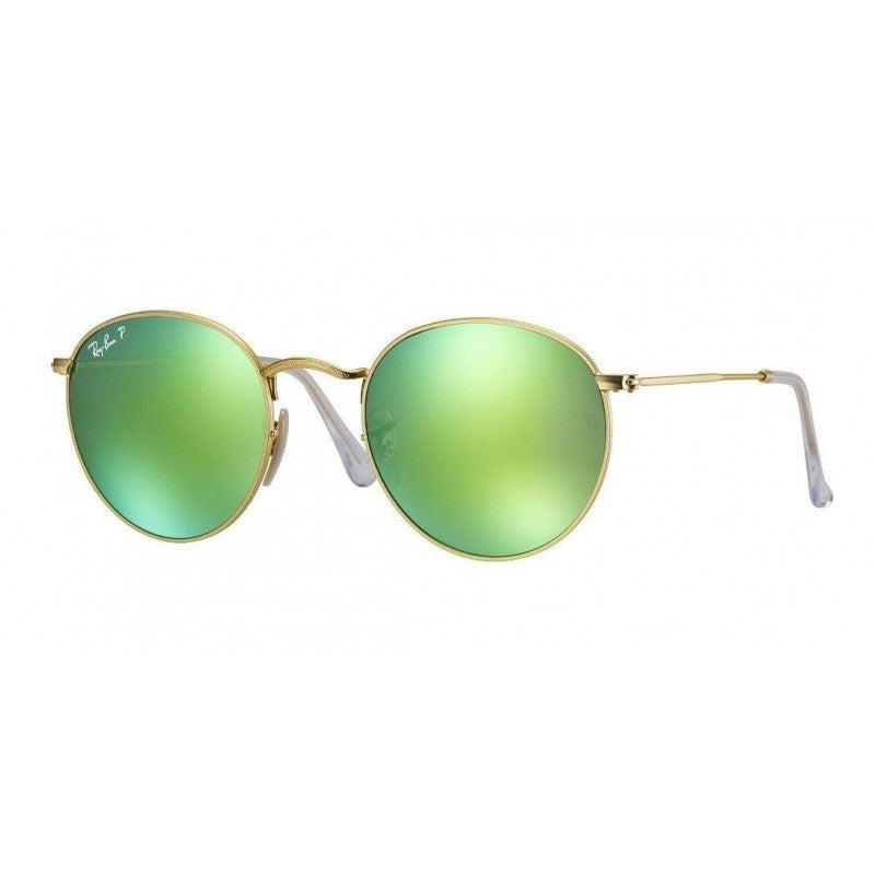 Ray Ban Rb3447 P 112/p9 Round Metal Polarizado Verde Espejo