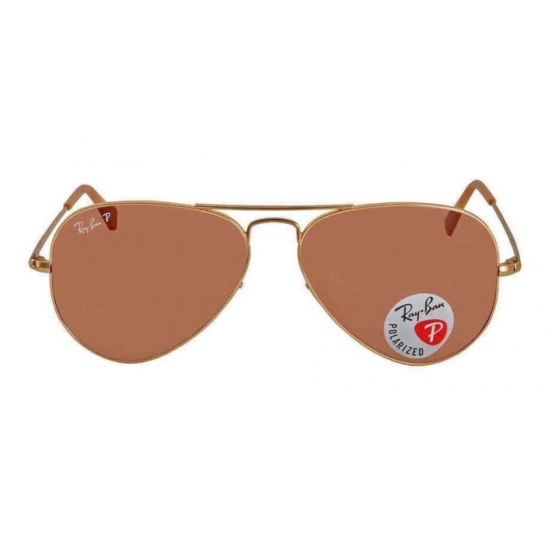 Ray Ban Rb3689 906447 New Aviator Cafe Polarizado Dorado